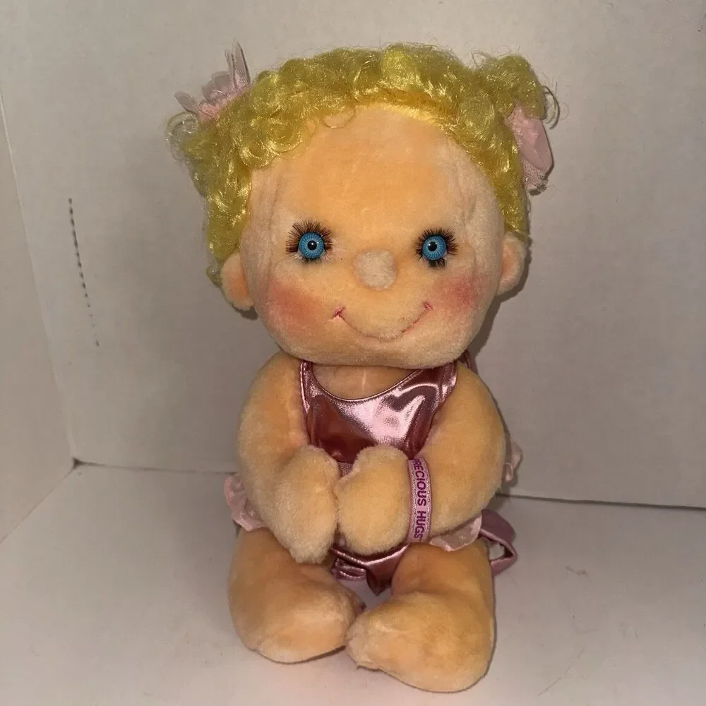 VTG 1985 Kenner Hugga Bunch Precious Hugs Hallmark 18” Blonde Plush Doll Pink